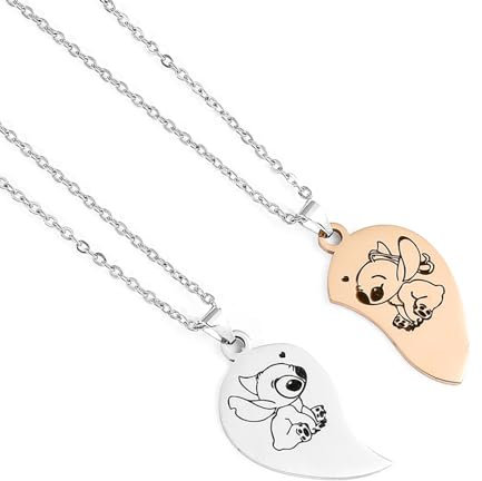 Cartoon Anime Halskette Kette Herz Anhänger Freundschaft Zubehör Souvenirs Kinder Halsschmuck,2 Stück Karikatur Charakter Anhänger Halskette, Mode Cute Halskette Geschenk für Kinder Frauen Mädchen