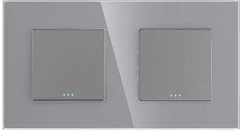 PULSAR Wechselschalter Unterputz Doppelt 2 Fach Glas in Grau, Doppelschalter 10A 250V Lichtschalter Doppel Wechsel Schalter