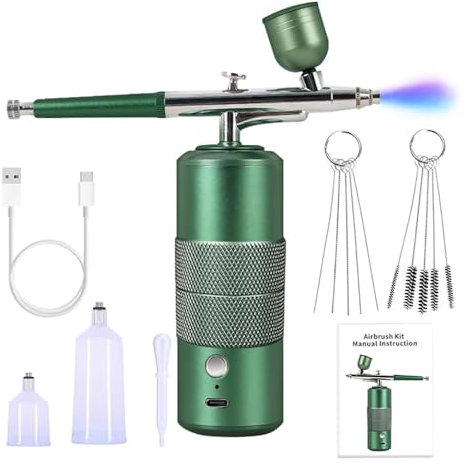 NEWFUN Airbrush Set mit Kompressor,Air Brush Pistole Set, Airbrush Tattoo Set, Airbrush Set, Tragbares Kabelloses Airbrush-Kit, für Schminke, Tortendekoration, Färbemuster, Nagelkunst, Tätowierung