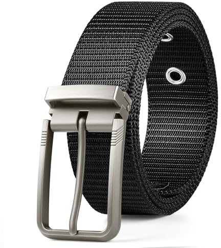 Gürtel Herren, Stoffgürtel Herren, Taktischer Gürtel, Nylon Canvas Belt, Länge 130 CM, Breite ca. 3,8CM, Schwarz