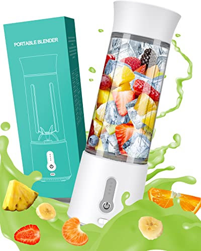 Xugend Portable Blender, Smoothie Blender, USB Rechargeable 4000mAh Mini Shakes Blender, 500ml BPA Free Traveling Fruit Veggie Baby Food Juicer Cup, 6 Blades Electric Blender for Travel Kitchen