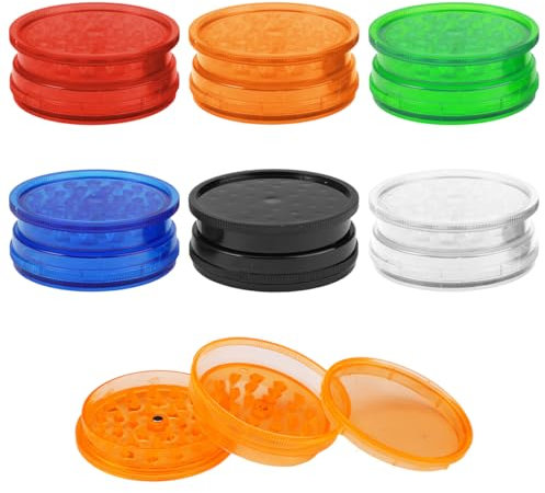 6 Pezzi 60mm Grinder in plastica, Grinder per Spezie Portatile con Denti Squalo, Mini Plastica Macinino per Erbe, Grinder Condimenti Multicolore, con Coperchio Magnetico, per Spezie