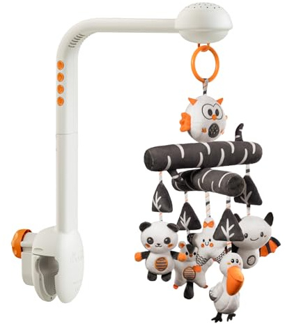 TUMAMA Movil Cuna Bebe, Juguete de Cuna moviles bebes, 3 en 1 con Desmontable Colgante, Luz Nocturna de Proyección, Música y Ruido Blanco, Juguetes sensoriales de Kinderwagen para 0 2 3 6 Meses
