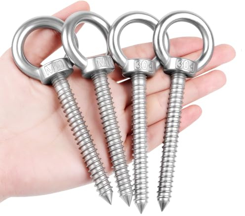Niuny Occhielli a Vite Vite Ad Occhiello 4pcs Golfari Bullone a Occhiello In Acciaio Inox 304 M10 X 80 Bulloni Di Sospensione Occhielli a Parete per Amache Yoga Poltrone Sospese Sedie a Dondolo