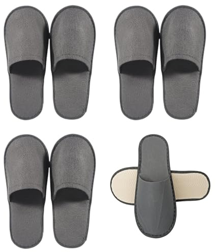 Zapatillas de SPA,4 Pares Pantuflas Desechables para Hotel,Zapatillas Desechables,Zapatillas Invitados Punta Cerrada,Zapatillas de Rizo Gris,Antideslizantes,para Mujeres Hombres,Hogar,Hotel,Spa,Viaje