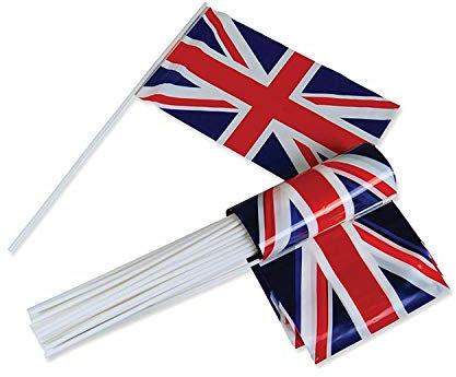 10pcs Union Jack Hand Flags Queen's Platinum Jubilee Waving Flag Royal Street Party Celebrations Sporting Events Pub BBQ Car Decorations