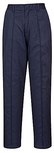 Portwest LW97 Women’s Elasticated Tailored Fit Work Trousers with Pockets - Lightweight Safety Workwear, Navy, M