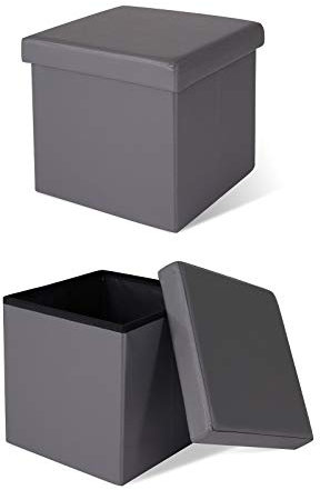 dibea Sitzhocker faltbar max 300 kg Kunstleder, 38x38x38 cm grau