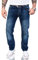 Rock Creek Herren Jeans Hose Regular Fit Jeans Herrenjeans Herrenhose Denim Stonewashed Basic Raw Straight Cut Jeans RC-2140 Dunkelblau W30 L32