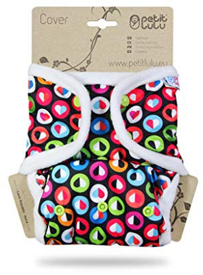 Petit Lulu Größe 2 Prefold PUL Überhose mit Laschen (5-16 kg) Druckknöpfe One Size Windelüberhose Baby Windelhose Waschbar & Wasserdicht Stoffwindeln Hergestellt in EU (Bunte Herzen)