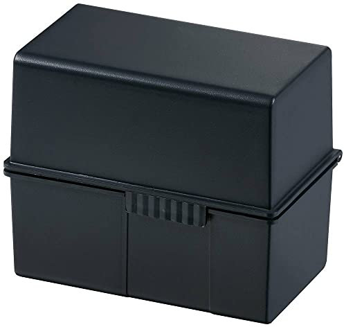 HAN Karteibox DIN A6 quer – innovatives, attraktives Design für 400 Karteikarten mit Stahlscharnier und Schnappverschluss, mit A-Z Register, schwarz, 976-K-13, 3 STÜCK