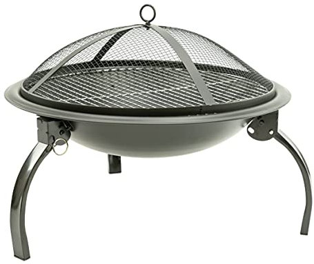 MaxxGarden Brasero exterior – Con parrilla de barbacoa – Bol de fuego con tapa – Chimenea exterior decorativo para el jardín – Brasero barbacoa Ø55cm – Fire pit redondo con grill