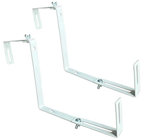 Artillen 2 Stück Pflanzenaufhänger Wandhaken Blumenfenster Box Pflanzgefäß Halterungen Blumenkasten Halter für Montage Geländer Balkon Blumentopf Halterung Verstellbarer Blumentopf Pflanztopf Halter