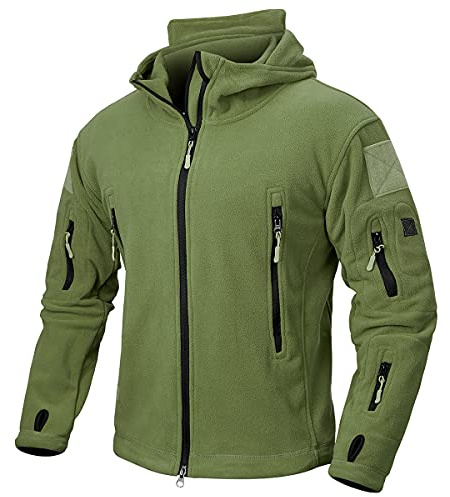 CARWORNIC Men's Tactical Fleece Jacket Warm Winter Military Hooded Jacket Outdoor Sport Hiking Coat