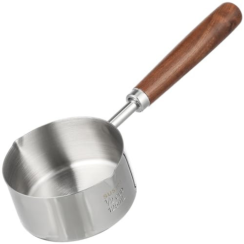 UPKOCH Small Oil Pot Stainless Steel Saucepan with Pour Spout 7.7 Inch Kitchen Tool for Drizzling Hot Oil and Sauces in Home Cooking