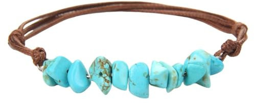 OZEO Chakra Armband Echte Steine, Natur Blau Türkis Stein Armbänder Boho Retro Kies Perle Chakra Leder Geflochten Seil Armbänder Energie Edelstein Verstellbare Armreifen Schmuck Für Frauen Männer