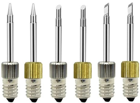 RANRAO 6 x Lötspitzen, Ersatz-Lötkolbenspitzen, praktische, bleifreie Lötspitzen-Set, E10-Schnittstelle, elektrische Lötnadelspitze