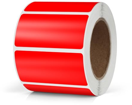 Meitaat Red Rectangular Labels 50 x 25mm Blank Stickers Roll 500 Pcs | Writable, Waterproof Vinyl, Strong Adhesive, Removable, Easy Peel off, File Folders, Bottle, Name Tag, Classroom Office Home