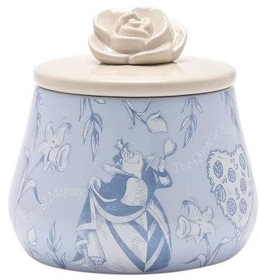 Disney Alice au pays des merveilles Boîte à bijoux en céramique Bleu/beige Rose Produit sous licence officielle Motif La Reine des Cœurs Décoration pour salle à manger et salon H 12 x l 12 x P 12 cm