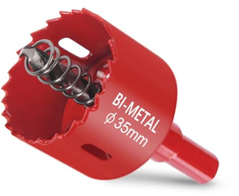 Flintronic Sierra de Corona Bimetálica de 35mm, Sierra de Corona 35mm Diámetro, Broca Perforadora para Madera y Metal, con Adaptador y Broca Piloto, para Aluminio, Aluminio, Hierro, Tubo de Plástico