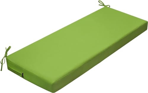 PRIMEPATIO Outdoor Garden Bench Cushion, 8cm Thick Patio Garden Furniture 3 Seater Waterproof Long Chair Cushion, Porch Swing with Ties, Window Seat Sofa Replacement Pad, Green
