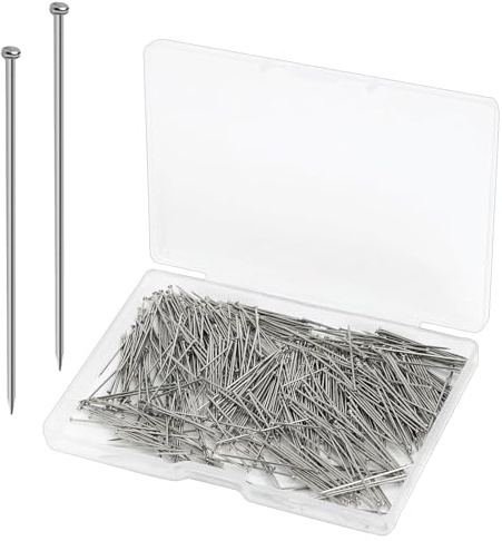 Spilli per Cucito Acciaio Inox, 500 Pezzi 26 mm Spilli da Cucito con Testa Fine e Dritta in Raso per la Cucito, Creazione di Gioielli e Artigianato