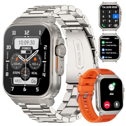 LIGE Smartwatch Herren mit Telefonfunktion, 600mAh 1.96‘’ Aktivitätstracker Fitnessuhr Bluetooth-Anruf mit Schlafmonitor, IP68 Wasserdicht Sportuhr Smart Watch für iOS und Android