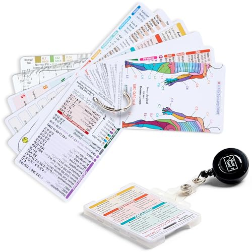 YardCard Set of 12 Essential Lanyard Cards (ID Card Size) with Holder & Retractable Reel for Nurses, Nursing Students, Doctors, Paramedics, Medical Students