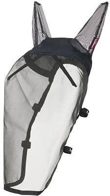 LeMieux Ride on Fly Mask - Fits Over Bridle - Breathable Mesh Ears - Equestrian Horseback Riding Accessory - Black - Medium