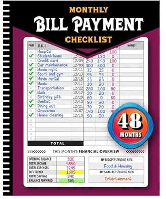 GREATRICH Cahier de Compte Personnel, Livre de Compte Personnel, Livre de Compte, Organisateur Financier Mensuel pour Familles et Particuliers, Carnet de Budget 4 ans, Outil de Gestion Financière