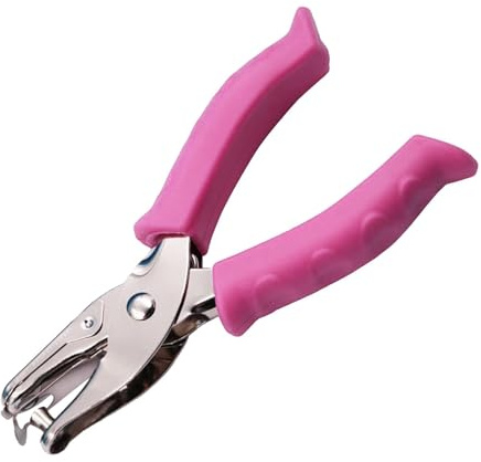 6mm Single Hole Punch, Handheld Hole Puncher with Soft Grip Handle, Small Holes Puncher, Little Single Puncher for DIY Crafts Notebooks Invoices Cards Gift Tags Home School Office (COLOR:Pink)