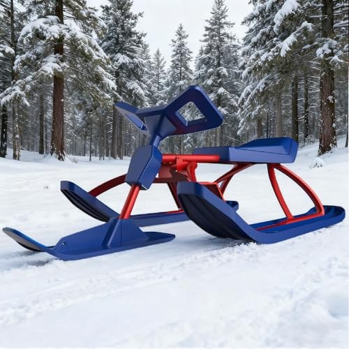 Sushangmao Ski Sled, Snow Racer Sled, Ski Sled Slider Board With Steering Wheel & Twin Brakes, Heavy Duty Snow Slider Board For Winter Sports, 220 Lbs Load Capacity,For Adults And Children A
