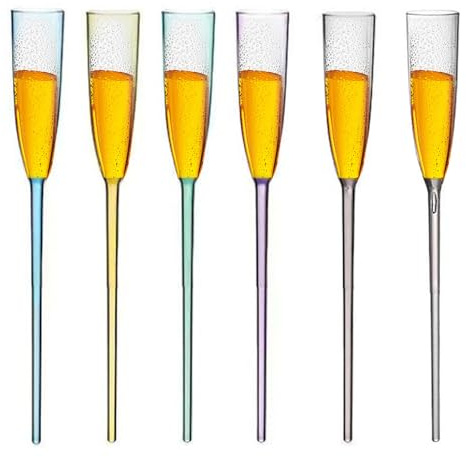 Flytande akrylflöjtset - Sex okrossbara vid poolen champagneflöjter, och hållbar design, roliga kristallklara, sommarfestbehållare | För r