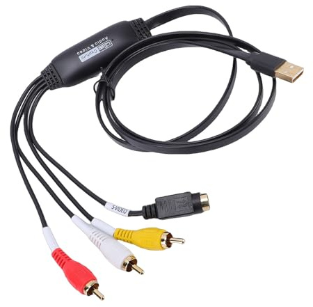 Diyeeni VHS Till Digital Converter, USB A Video 720P Capture Card, Audio Video Converter Grabber Konvertera Analog VHS VCR Mini DV Till Digital, Kompatibel med Wins Vista