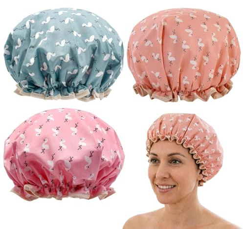 DUINIU Cuffie Da Doccia Per Uccelli Domestici Da 3 Pezzi, Cuffie Da Doccia Impermeabili A Doppio Strato, Copricapi Da Bagno, Appositamente Progettate Per Prevenire I Fumi Della Cucina.