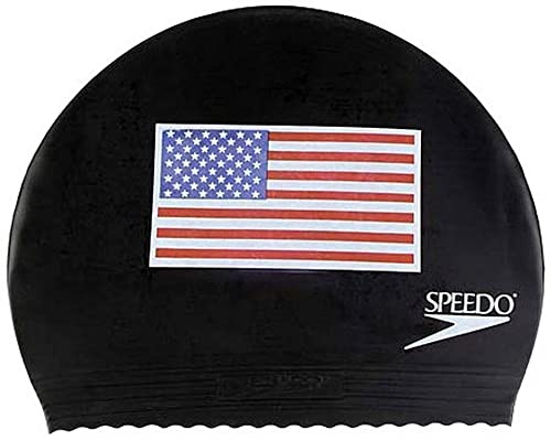 Speedo Unisex Swim Cap Latex , Flag Black
