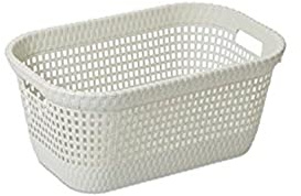 DEA HOME Z438M008 Cesta Portapanni Rattan, 45 L, 60x40x26, Bianco