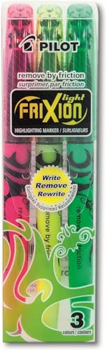Pilot Pen 4136S3F - Textmarker FriXion Light, radierbar, pink, gelb und grün, 3 Stück