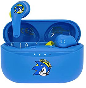 OTL Technologies - Auriculares inalámbricos Bluetooth V5.0 para niños Sonic The Hedgehog con Caja de Carga, Azul