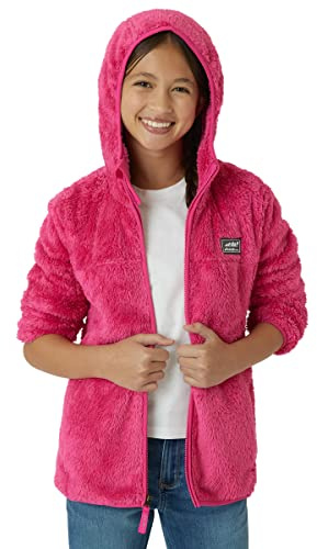 Eddie Bauer Kids' Zip Up - Kids' Full Zip Ultra Soft Sherpa Fleece Hoodie Sweatshirt for Boys and Girls (5-20), Size 10-12, Camelia Rose