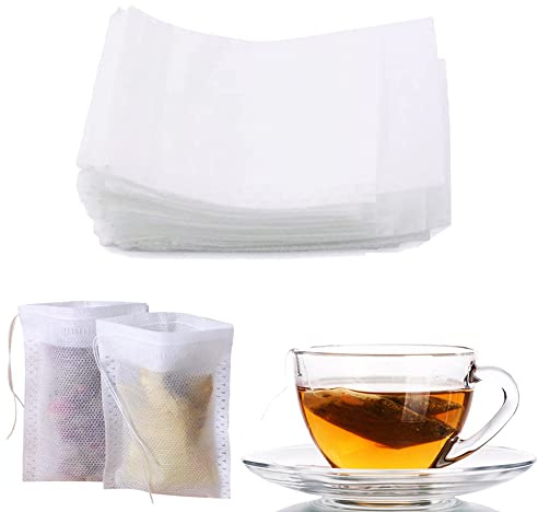 Sacchetti per Tisane 400pcs Bustine da Tè Filtro Sacchetti Sacchetti di Tè Usa e Getta Non Tessuto Sacchetti di Tè con Coulisse Bustina di Tè Vuota per Tè Sfuso e Tisane e Caffè 5x7 cm