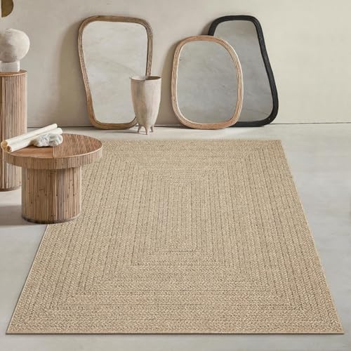 Mia´s Teppiche Soil – Outdoor Teppich für Balkon, Terrasse & Garten, wetterfest, UV-beständig & pflegeleicht, moderner Jute-Look – auch für Wohnzimmer & Esszimmer geeignet, ca. 120 x 170 cm
