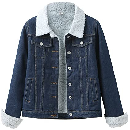 L9WEI Chaqueta vaquera acolchada, para mujer, manga larga, con capucha, básica, lavado informal