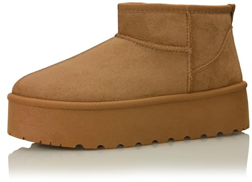 Procity, stivaletti da donna, con calda imbottitura, plateau, con suola profilata, Marrone 2, 38 EU