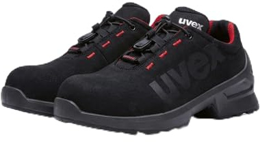 Uvex 1 Duo Low Shoe S2 - Zapato de seguridad para zonas ligeras - deportivo, ligero y flexible - negro, rojo - talla 42