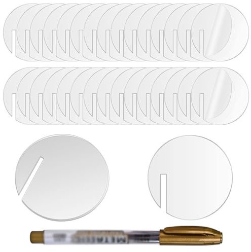 EIHI marqueur verre - 30 pièces marqueurs d'identification+1 marqueur de verre - rond transparent Boisson Étiquettes - Marqueurs pour Boissons Acrylique - Fête Boisson Étiquette