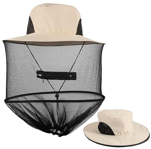 Sombreros de mosquitera para Insectos Red Extraíble para Proteger la Cara y el Cuello -Red de Apicultor, Anti-Mosquitos para Senderismo, Camping, Jardinería, etc.