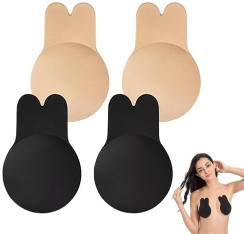 XUZOPIM 2 Pares Sujetador Sin Tirantes, Sujetador Adhesivo De Silicona, Sujetador Invisibles Sin Tirantes Y Sin Espalda, Copas De Reutilizable Push Up para Vestidos De Mujer