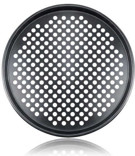 OXDFK 12-Inch Nonstick Pizza Pan with Holes, Perforated Carbon Steel Pizza Tray for Oven, Round Bakeware Pizza Tray for Home Restaurant Kitchen