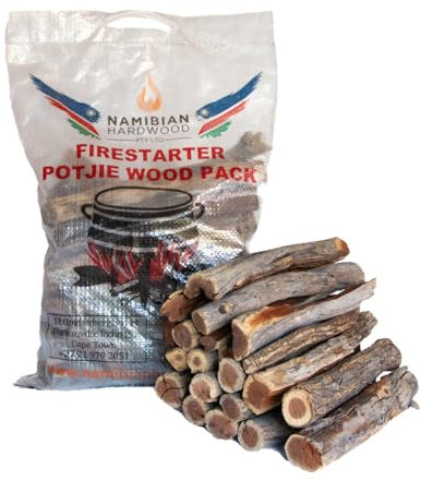 Namibian Hardwood Firestarter Kindling, 5kg Bag, Thornwood, Sicklebush & Camelthorn Blend, 5cm Thick, Kiln-Dried Hardwood for Fireplaces & Wood Burners